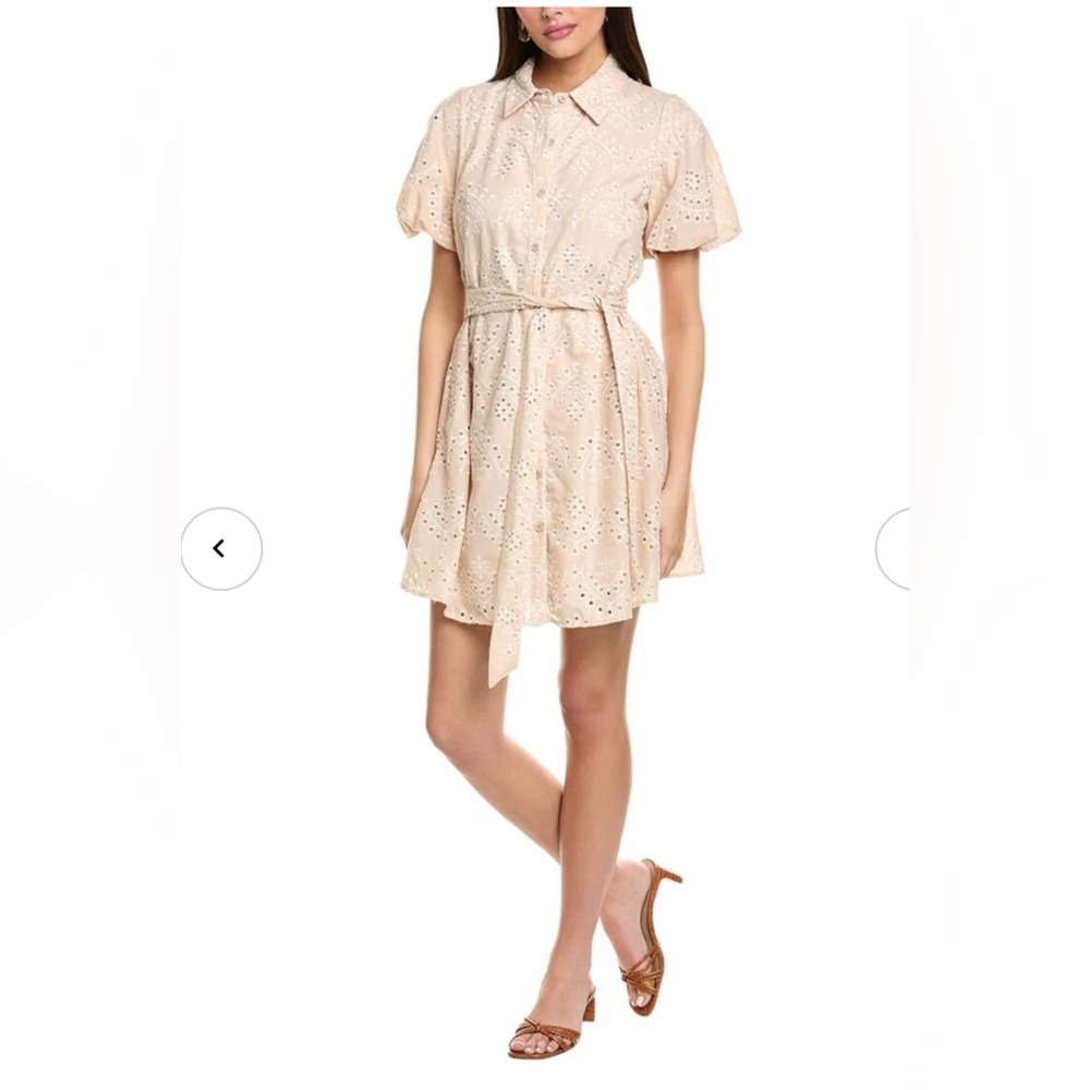 Sam Edelman Eyelet Belted Mini Dress in Natural